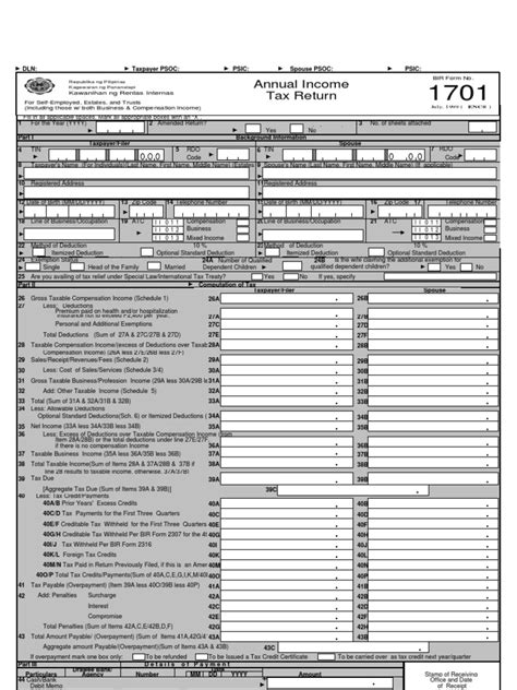 BIR Form No. 1701.